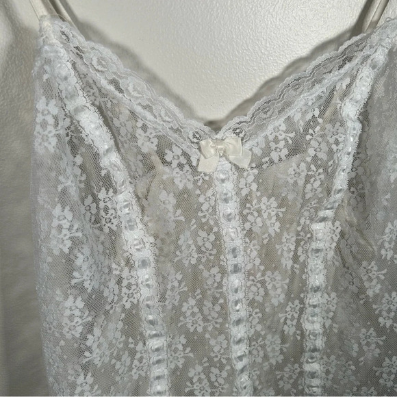 Vintage nylon lace lingerie top  L - Picture 3 of 8